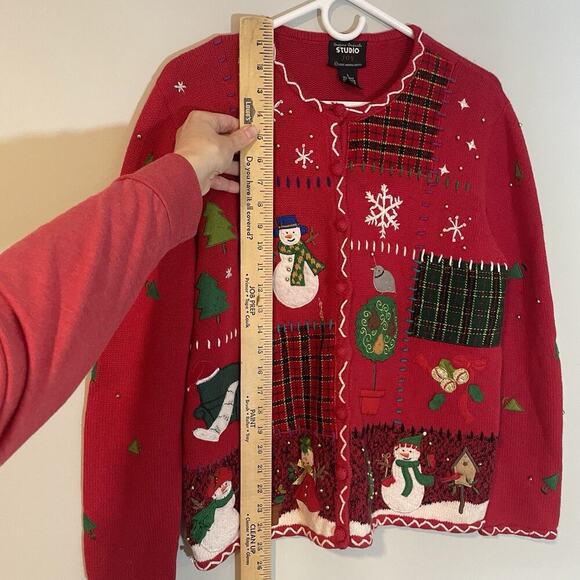 Designers Originals Studio Joy Vintage Womens Christmas Sweater Cardigan Medium - Picture 3 of 7
